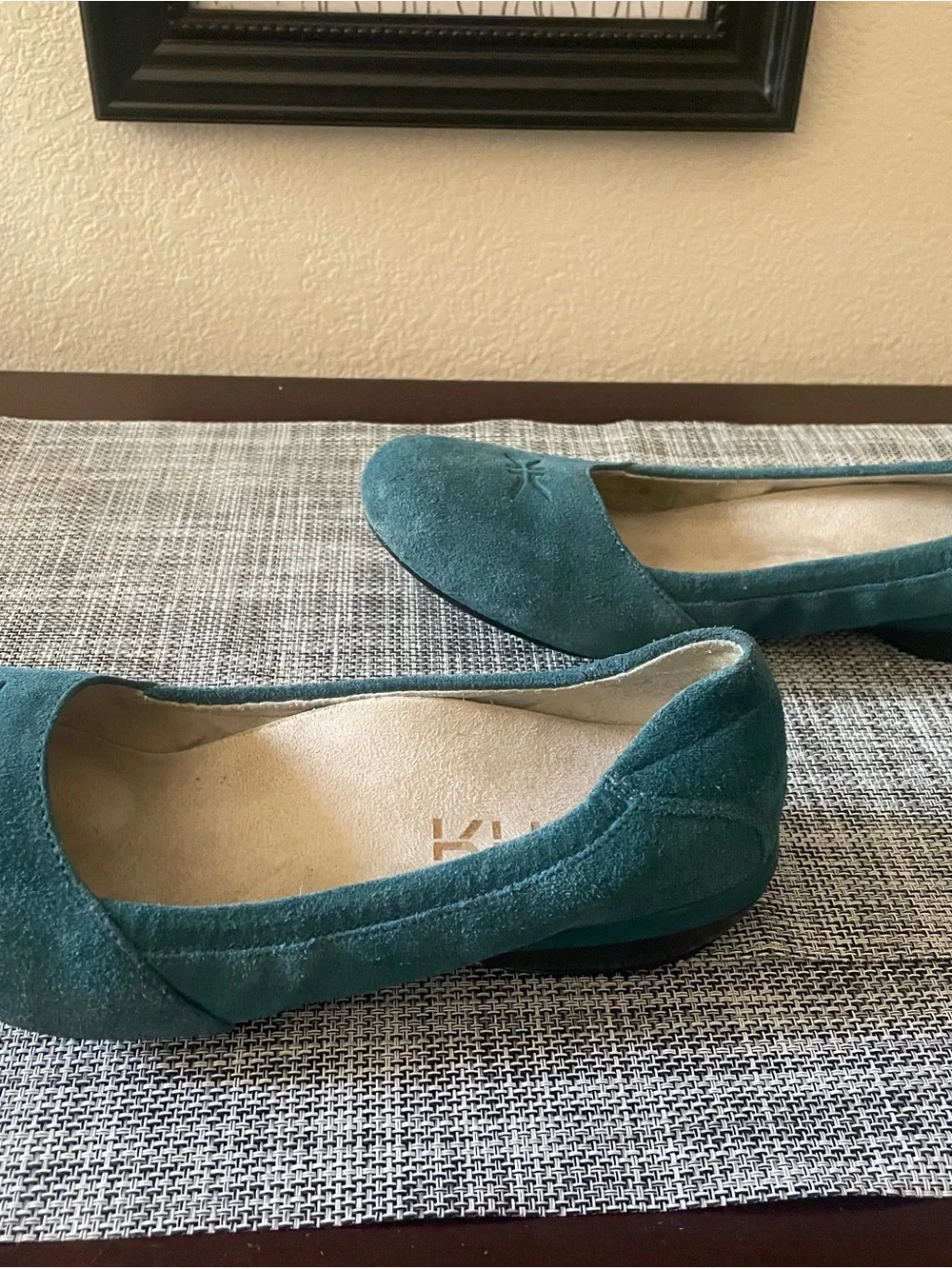 KURU Teal Suede Slip-On Ballet Flats
